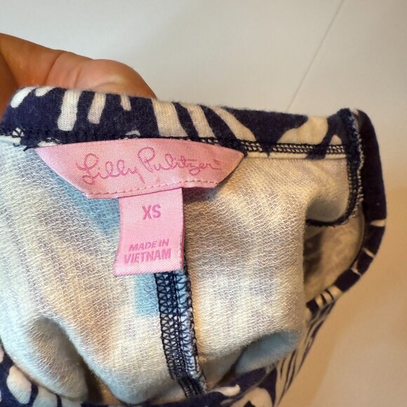 Lilly Pulitzer Women XS Preston French Terry Dress Mini Zebra Print Navy Blue - Picture 4 of 9